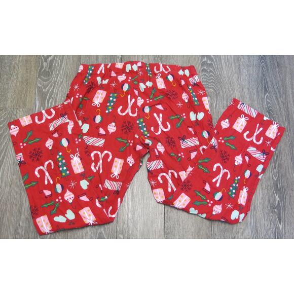 Old Navy Christmas Pajamas Size L Red Trees Candy Canes Drawstring Holiday - Picture 6 of 9